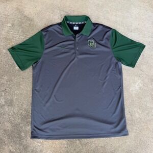 Nike Dri-FIT Baylor University Bears Polo Shirt Mens XL Grey Green BU NCAA